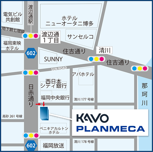 福岡ショールームの地図